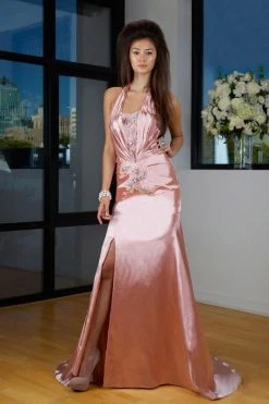 MNM Couture - 5982 Bedazzled Halter Trumpet Dress Formal Gowns