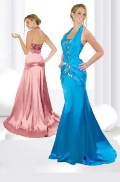 MNM Couture - 5982 Bedazzled Halter Trumpet Dress Formal Gowns