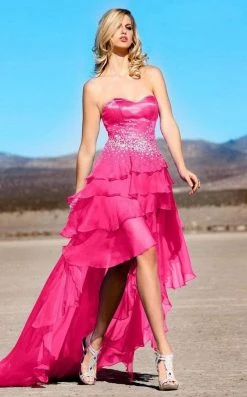 MNM Couture - 7017 Jeweled Sweetheart High Low A-line Dress 9 MNM Couture - 7017 Jeweled Sweetheart High Low A-line Dress