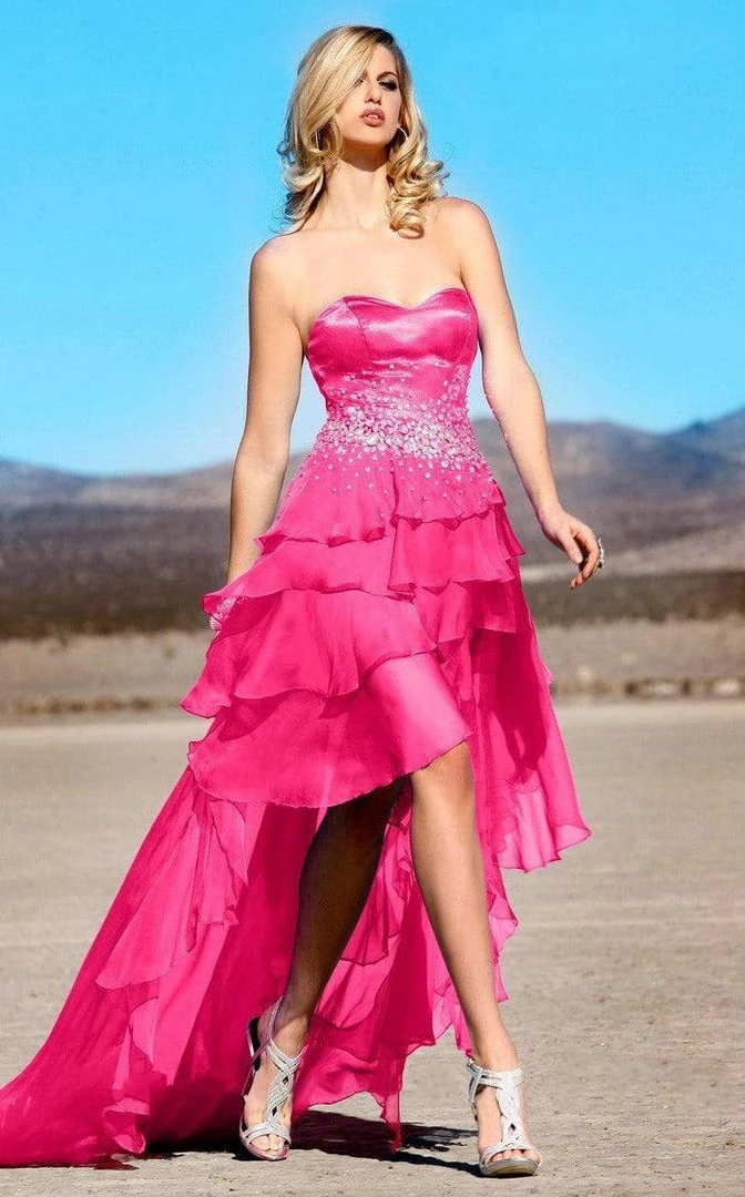 MNM Couture - 7017 Jeweled Sweetheart High Low A-line Dress 5 MNM Couture - 7017 Jeweled Sweetheart High Low A-line Dress