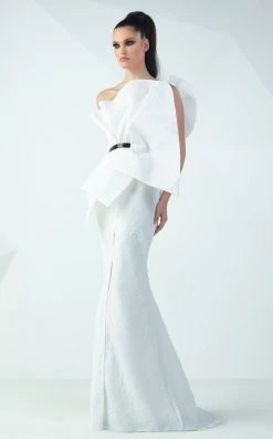 MNM Couture - Asymmetric Neck Trumpet Dress G0715 Formal Gowns