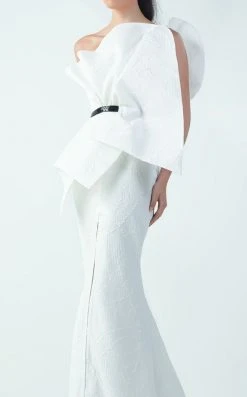 MNM Couture - Asymmetric Neck Trumpet Dress G0715 Formal Gowns 5 MNM Couture - Asymmetric Neck Trumpet Dress G0715 Formal Gowns