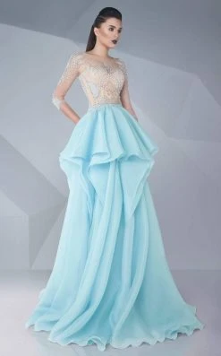 Formal Gowns MNM Couture - Crystal Festooned Illusion Gown G0600