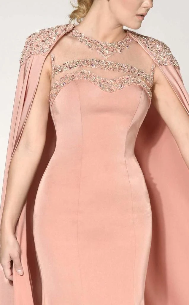 MNM COUTURE - Embellished Illusion Caped Gown 10840 Formal Gowns 6 MNM COUTURE - Embellished Illusion Caped Gown 10840 Formal Gowns