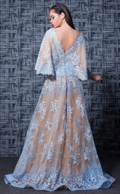 Formal Gowns MNM COUTURE - Floral Embroidered Deep V-neck A-line Gown K3571 - 1 Pc Blue In Size 8 Available 6 Formal Gowns MNM COUTURE - Floral Embroidered Deep V-neck A-line Gown K3571 - 1 Pc Blue In Size 8 Available