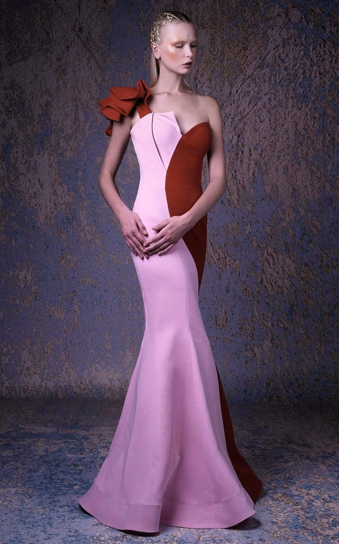 Formal Gowns MNM COUTURE - G1041 Two Tone One Shoulder Mermaid Dress 3 Formal Gowns MNM COUTURE - G1041 Two Tone One Shoulder Mermaid Dress
