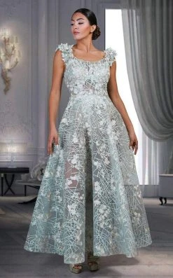 MNM Couture - K3540 Sleeveless Floral Scoop Pleated Long Gown Formal Gowns