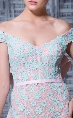 MNM Couture - K3585 Floral Applique Sheath Dress With Bow Accent 7 MNM Couture - K3585 Floral Applique Sheath Dress With Bow Accent