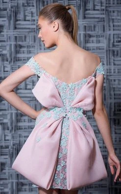 MNM Couture - K3585 Floral Applique Sheath Dress With Bow Accent 6 MNM Couture - K3585 Floral Applique Sheath Dress With Bow Accent