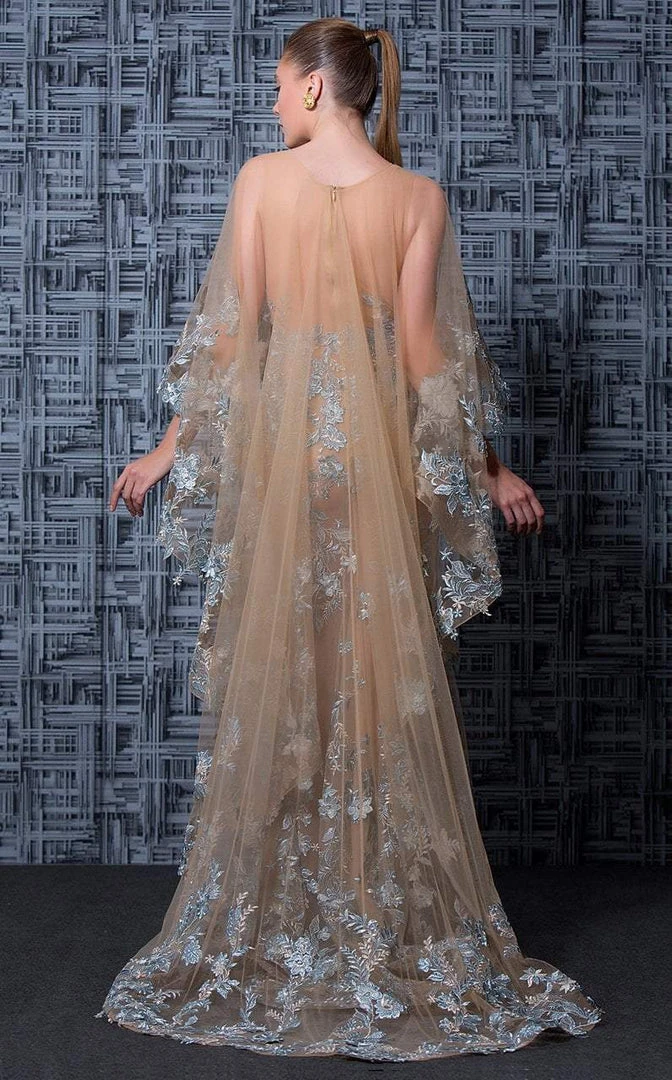 MNM Couture - K3598 Embroidered Caped Illusion Evening Gown Formal Gowns 4 MNM Couture - K3598 Embroidered Caped Illusion Evening Gown Formal Gowns