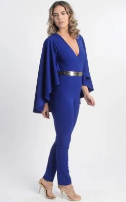 MNM COUTURE - L0025 Cape Sleeve Ankle Length Jumpsuit 9 MNM COUTURE - L0025 Cape Sleeve Ankle Length Jumpsuit