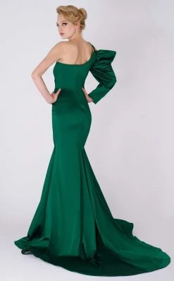 MNM COUTURE - L0028 Single Long Sleeve Ruched Mermaid Dress