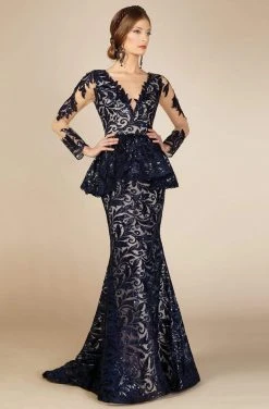 Formal Gowns MNM Couture - Lace Applique Embellished Mermaid Gown M0001