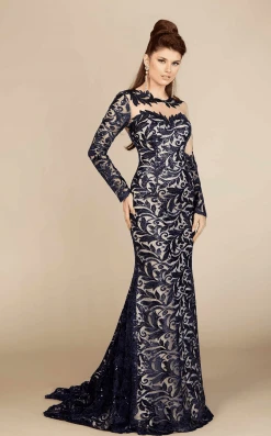 MNM Couture - Long Sleeve Lace Mermaid Dress M0012 Formal Gowns 7 MNM Couture - Long Sleeve Lace Mermaid Dress M0012 Formal Gowns