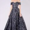 Formal Gowns MNM COUTURE - M0047 Off-shoulder Jacquard Pleated Ballgown