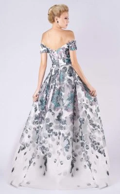 Formal Gowns MNM COUTURE - M0049 Lace Embroidered Off-Shoulder Pleated A-line Dress