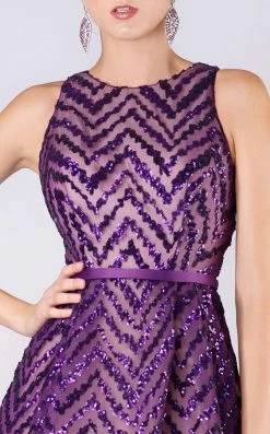 MNM COUTURE - M0065 Sleeveless Chevron Sequined Ballgown Formal Gowns 6 MNM COUTURE - M0065 Sleeveless Chevron Sequined Ballgown Formal Gowns