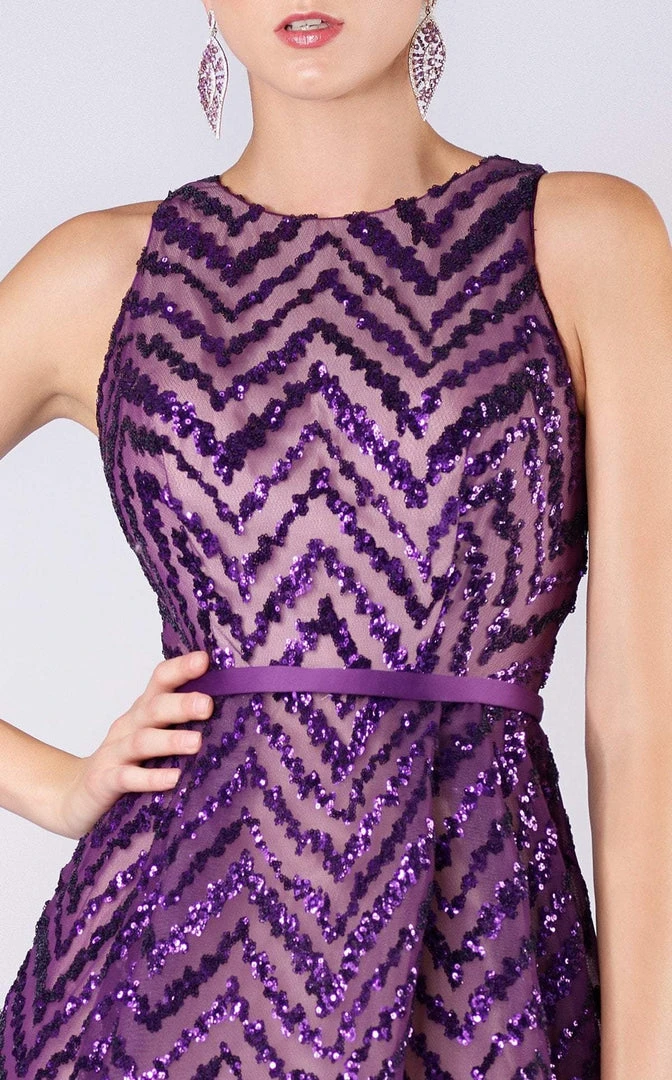 MNM COUTURE - M0065 Sleeveless Chevron Sequined Ballgown Formal Gowns 4 MNM COUTURE - M0065 Sleeveless Chevron Sequined Ballgown Formal Gowns