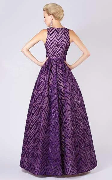 MNM COUTURE - M0065 Sleeveless Chevron Sequined Ballgown Formal Gowns 5 MNM COUTURE - M0065 Sleeveless Chevron Sequined Ballgown Formal Gowns