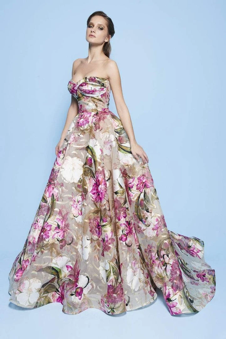 MNM Couture - N0235 Strapless Floral Print Sweetheart Ballgown 4 MNM Couture - N0235 Strapless Floral Print Sweetheart Ballgown