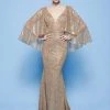 Formal Gowns MNM Couture - N0245 Sequin Embellished Mermaid Gown With Cape Sleeves 2 Formal Gowns MNM Couture - N0245 Sequin Embellished Mermaid Gown With Cape Sleeves