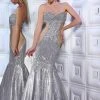 Formal Gowns MNM Couture Ornate Illusion Paneled Gown 8181 - 1 Pc Silver In Size 6 Available