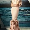 MNM Couture - Rosette Accented V-Neck Mermaid Gown G0808