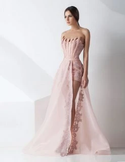 MNM Couture - Sheer Brocade A-Line Gown G0773