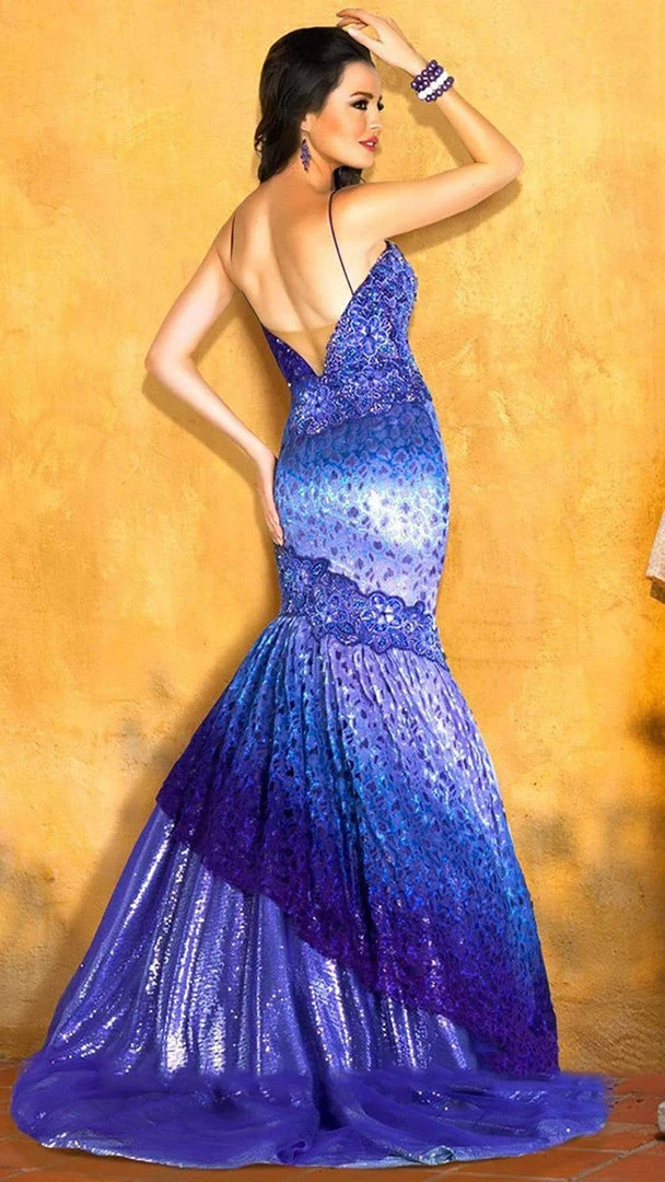 MNM COUTURE - Sleeveless V Neck Lace Mermaid Gown KH068 - 1 Pc Purple In Size 10 Available Formal Gowns 4 MNM COUTURE - Sleeveless V Neck Lace Mermaid Gown KH068 - 1 Pc Purple In Size 10 Available Formal Gowns