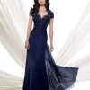 Mon Cheri - 115974 Lace Chiffon A-line Dress - 1 Pc Navy Blue In Size 10 Available 2 Mon Cheri - 115974 Lace Chiffon A-line Dress - 1 Pc Navy Blue In Size 10 Available