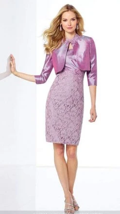 Mon Cheri 117808 Two-Piece Lace Shantung Bateau Neck Dress - 1 Pc Lavender In Size 6 Available Cocktail Dresses