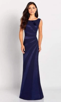 Mon Cheri - Embellished Sleeveless Fitted Sheath Gown 119649 - 1 Pc Navy In Size 16 Available