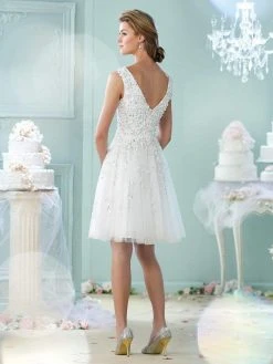 Cocktail Dresses Mon Cheri - Embellished V-Neck A-Line Cocktail Dress 215104 - 1 Pc Blush In Size 6 Available