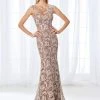 Formal Gowns Mon Cheri - Illusion Lace Bateau Evening Dress 118671 - 1 Pc Navy In Size 8 Available