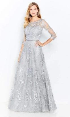 Mon Cheri - Quarter-Length Sleeve A-line Gown 118682 8 Mon Cheri - Quarter-Length Sleeve A-line Gown 118682