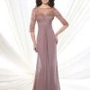 Mon Cheri - Ruched Bateau A-line Gown 215919 - 1 Pc Mink Is Size 6 Available
