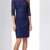 Mon Cheri Scalloped Lace Cocktail Dress 217850 - 1 Pc Navy In Size 6 Available