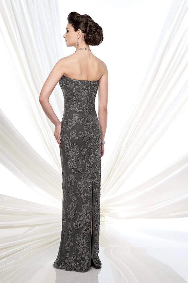 Mon Cheri - Strapless Lace Chiffon Dress 215D04 - 1 Pc Gold In Size 4 Available Formal Gowns 5 Mon Cheri - Strapless Lace Chiffon Dress 215D04 - 1 Pc Gold In Size 4 Available Formal Gowns