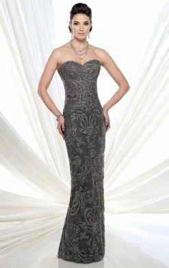 Mon Cheri - Strapless Lace Chiffon Dress 215D04 - 1 Pc Gold In Size 4 Available Formal Gowns