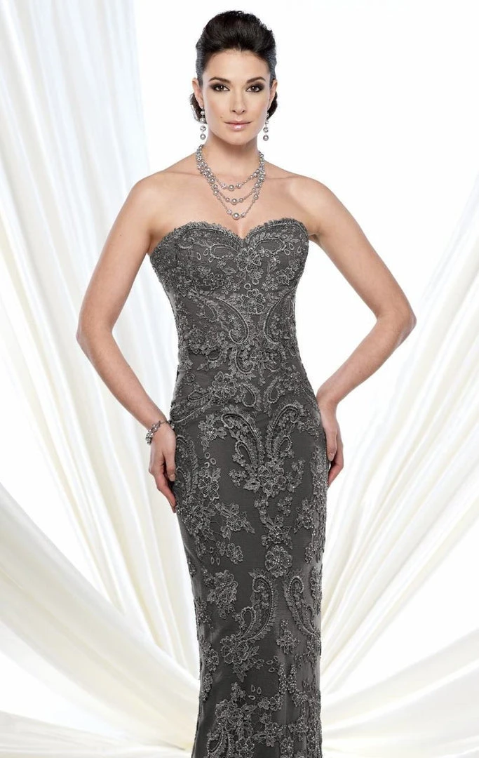 Mon Cheri - Strapless Lace Chiffon Dress 215D04 - 1 Pc Gold In Size 4 Available Formal Gowns 4 Mon Cheri - Strapless Lace Chiffon Dress 215D04 - 1 Pc Gold In Size 4 Available Formal Gowns