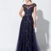 Mon Cheri - Stunning Beaded Tulle A-line Gown 119D48 - 1 Pc Navy In Size 10 Available 2 Mon Cheri - Stunning Beaded Tulle A-line Gown 119D48 - 1 Pc Navy In Size 10 Available