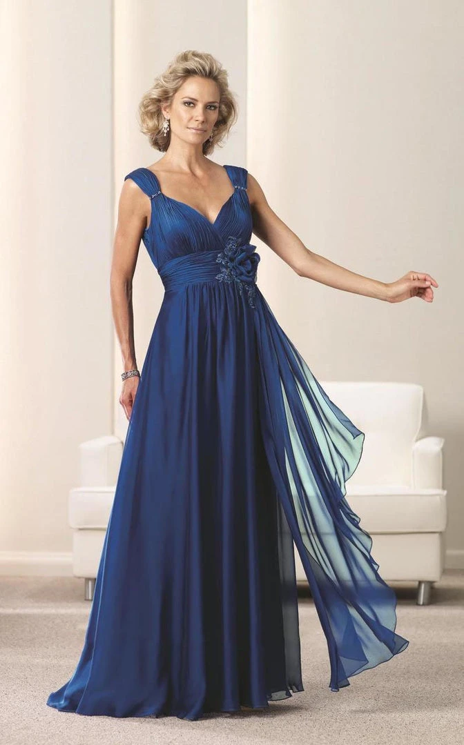 Formal Gowns Montage By Mon Cheri - 112917 Floral Accented Ruched A-line Dress 3 Formal Gowns Montage By Mon Cheri - 112917 Floral Accented Ruched A-line Dress