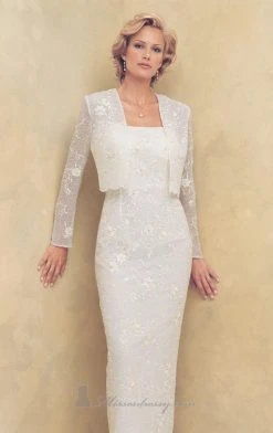 Montage By Mon Cheri - 21917 Embroidered Sheath Dress With Bolero