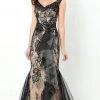 Formal Gowns Montage By Mon Cheri - 220943 Embroidered Sleeveless Formal Dress - 2 Pc Black/Silver/Nude In Size 14 And 18 Available