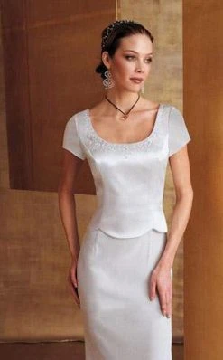 Montage By Mon Cheri - 23942P Short Sleeve Beaded Scoop Sheath Gown Formal Gowns