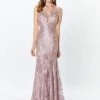 Formal Gowns Montage By Mon Cheri - Allover Lace Trumpet Gown 119932 - 1 Pc Rose Quartz In Size 16 Available