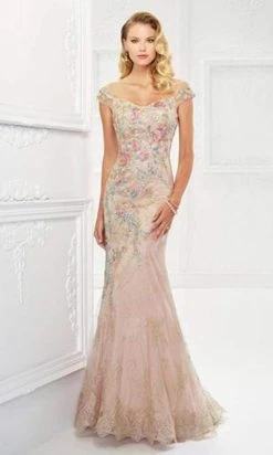 Formal Gowns Montage By Mon Cheri - Floral Embroidered Lace And Tulle Gown 118966