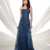 Montage By Mon Cheri - Strapless Embroidered A-line Dress 216976 - 1 Pc Navy In Size 14 Available