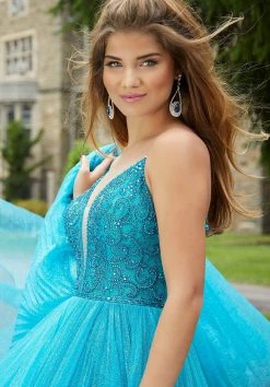 Mori Lee - 45004 Beaded Sleeveless V- Neckline Glitter Net Gown 15 Mori Lee - 45004 Beaded Sleeveless V- Neckline Glitter Net Gown