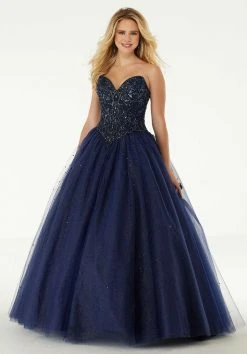 Mori Lee - 45008 Bejeweled Strapless Sweetheart Glitter Ballgown Formal Gowns